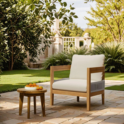 Ensemble de conversation d'extérieur en bois d'acacia avec corde tissée 2 pièces Allen