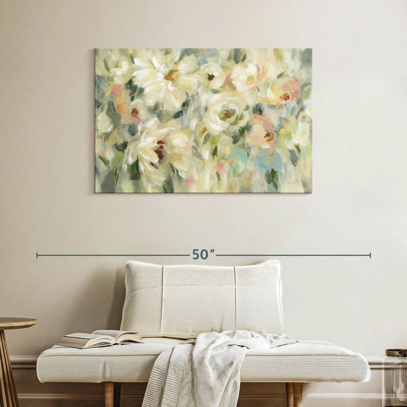 Expressif floral pâle, H 26 po x l 39 po