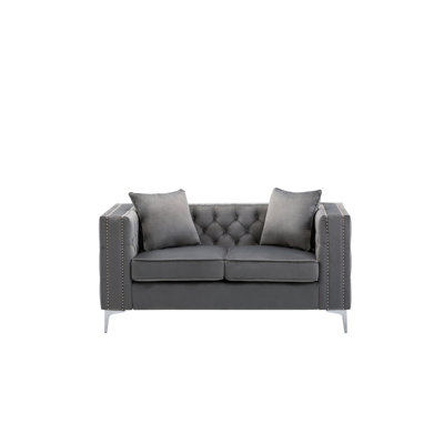 Causeuse en velours gris Lorreto