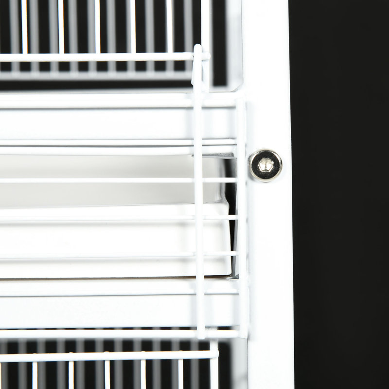 Cage à oiseaux 67 po en métal avec support roulant, blanc - Perchoirs intérieurs spacieux et portes de nourriture pour petits oiseaux.
