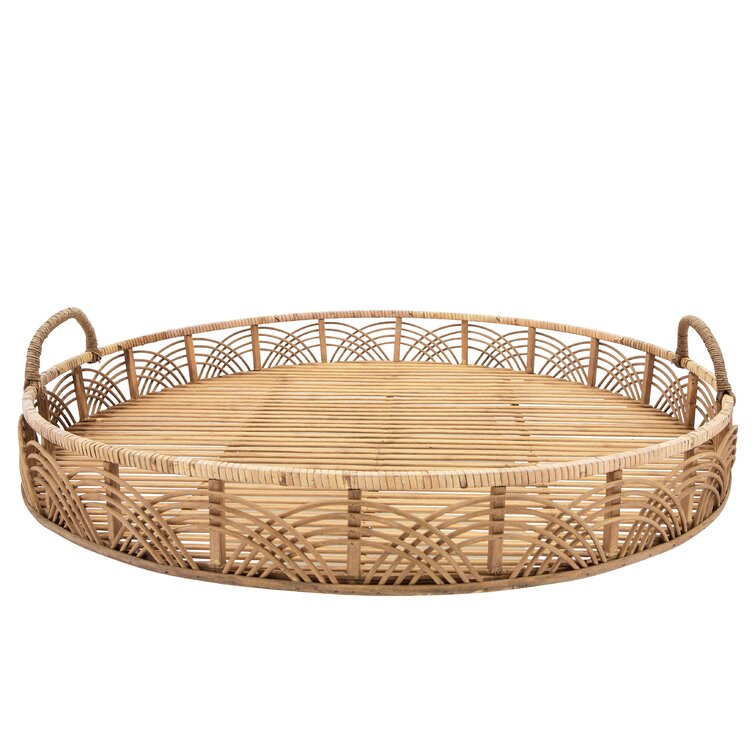  Park Hill Collection EAB16059 Amelia Woven Bamboo and Brass  Oval Tray, Set of 2 : Home & Kitchen
