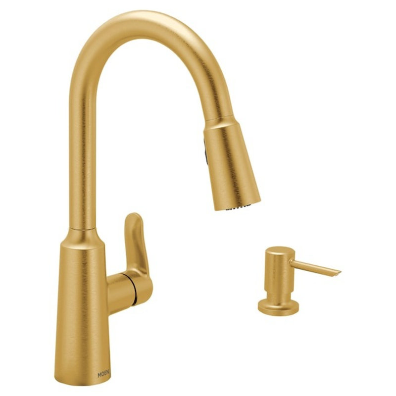 Moen Edwyn Single Handle Deck-mount Pull-down Kitchen Faucet with Sprayer ( Deck Plate Included ) (Soap Dispenser Included)