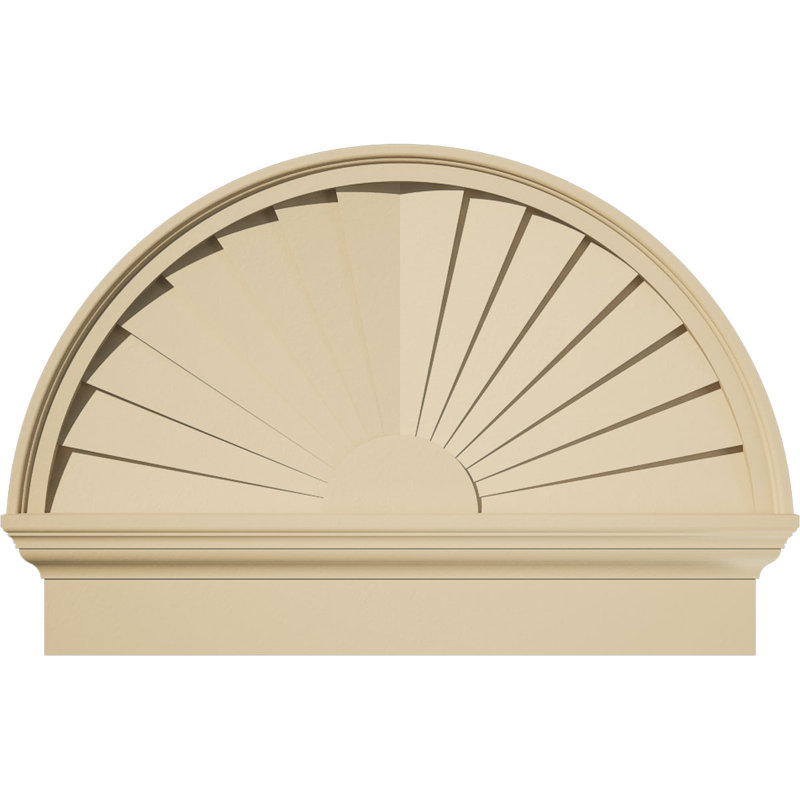 Demi-rond signature fronton en uréthane, brun clair apprêté, 30 po x 21,75 po x 2,75 po, Combinaison, Rayons de soleil