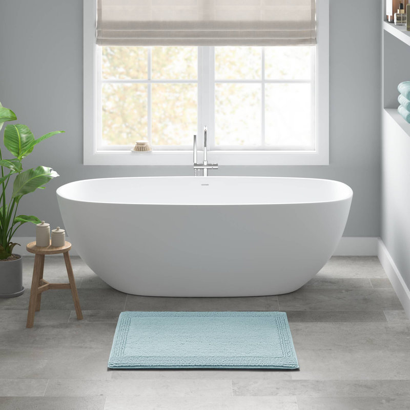 Splendor Blue 100% Cotton Tufted 3000 GSM Reversible 24x36'' Bath Rug, Blue, 24" W x 36" L