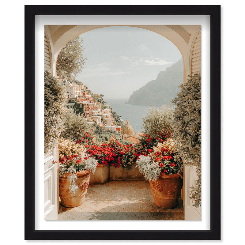 Clifftop Crimson II Shadowbox Architecture Print by Oliver Gal, Black Frame, 16 x 20, 21.5"H x 25.5"W, Black Shadowbox