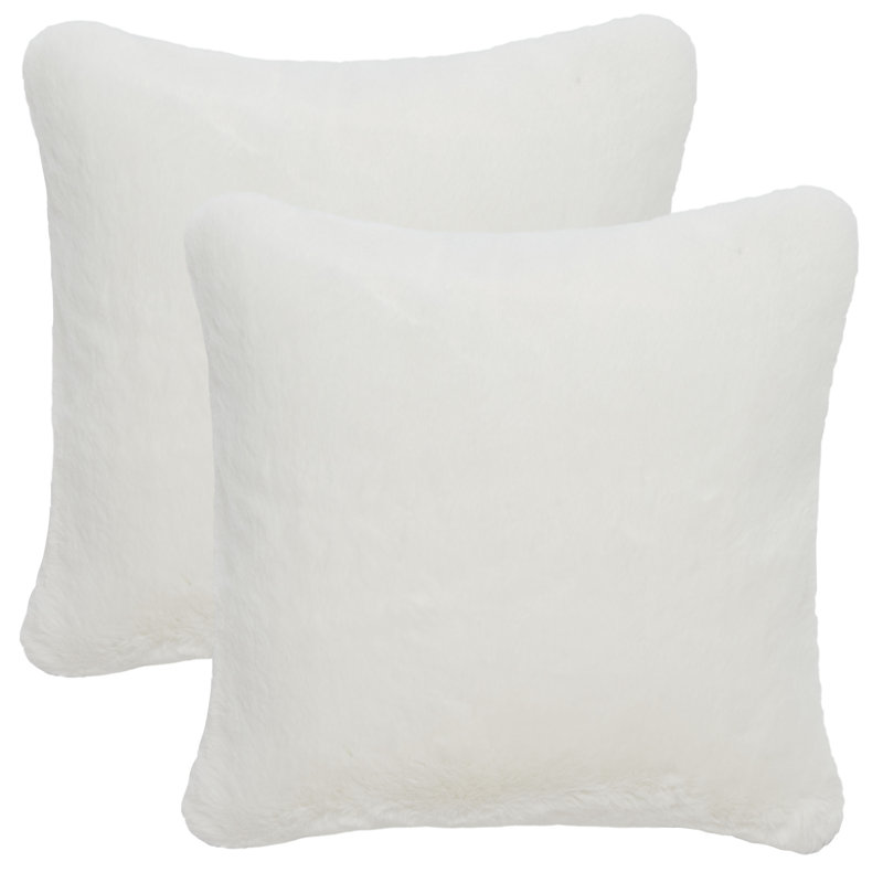 Faux Fur Throw Pillow, Ivory, 23" x 23"