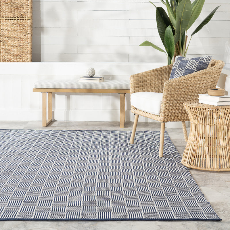 Home Conservatory Squares Handwoven Indoor/Outdoor Area Rug, Rectangle 5' x 8'