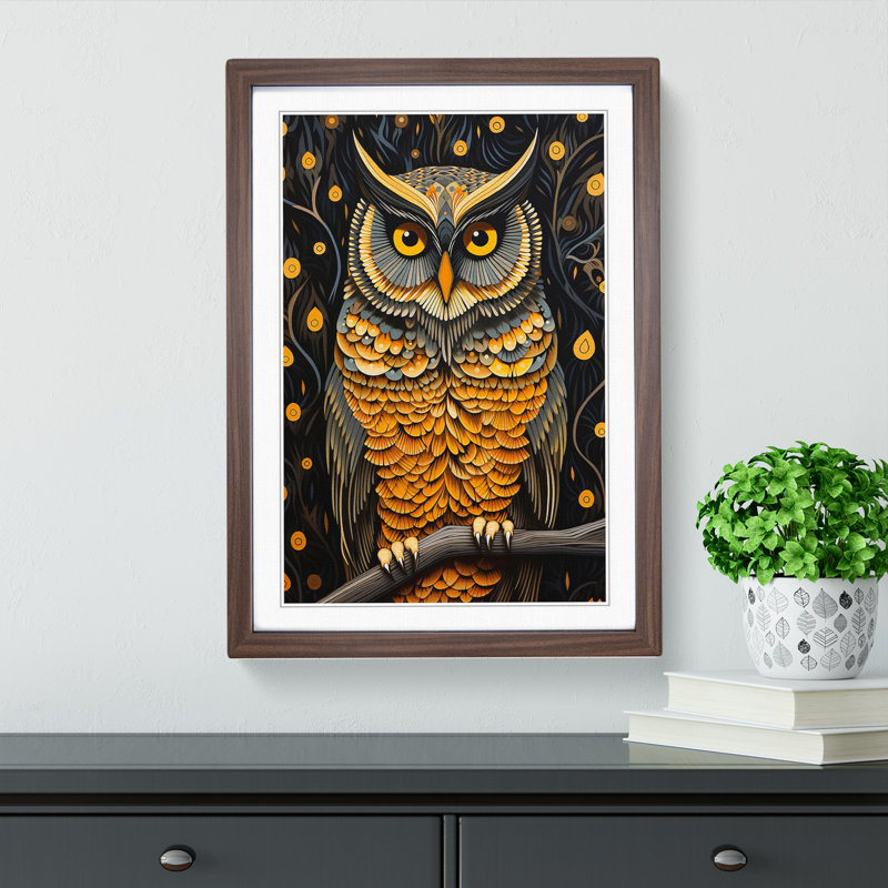 Owl Op No.2 - Framed Print, Walnut Framed, 64cm H x 46cm W x 2" D