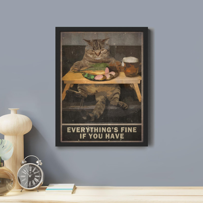«Cute Cat Quotes Bar Sign» sur papier, H 14 po x l 11 po, Noir