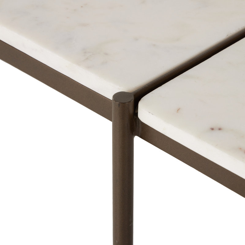 Felix Large Console Table - Antique Brass, Polished White Marble
