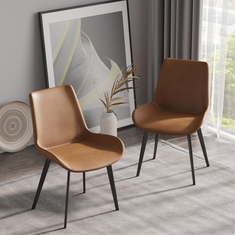 Chaises de salle à manger Modern Brown - Pieds en métal épais pour une durabilité ergonomique, 2, Brun