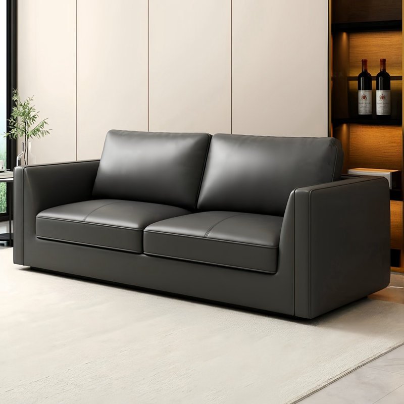 European style simple sofa, Leather Match, 32.28" H x 82.68" W x 33.46" D