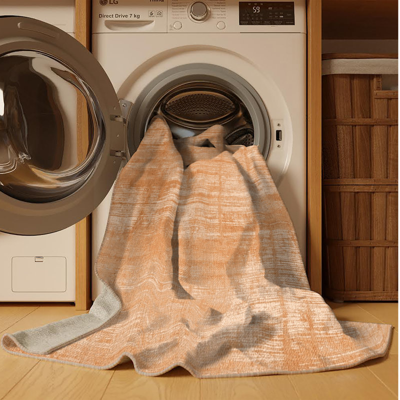 Machine Washable Abstract Brown Area Rug, Rectangle 2' x 3'