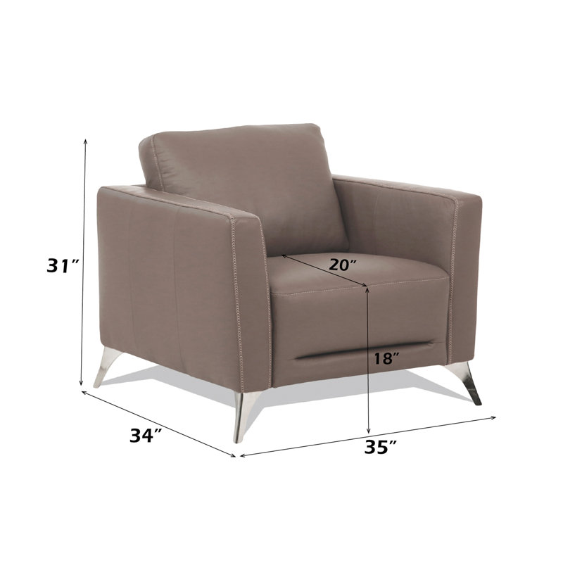 Chaise en cuir taupe de Malaga (assemblée), Taupe