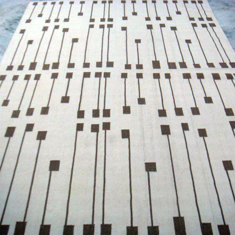 Wool Abstract Area Rug in Ivory/Black