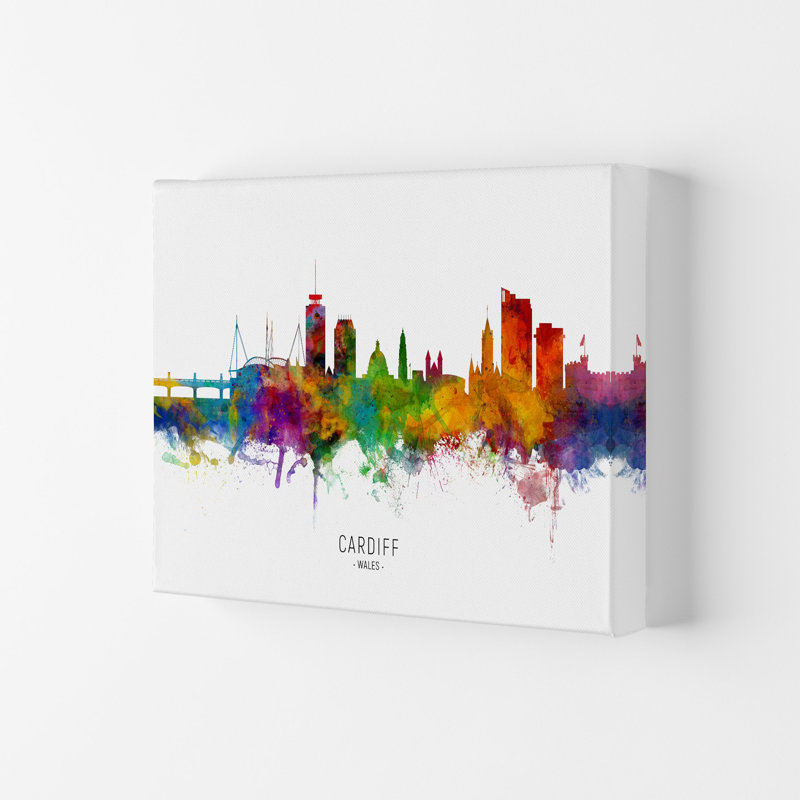 Cardiff Wales Skyline by Michael Tompsett - Print, Wrapped Canvas, 29.7cm H x 42cm W x 4cm D