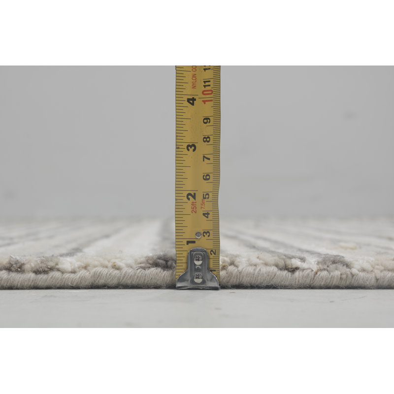Hand Knotted Striped Area Rug in Gray
