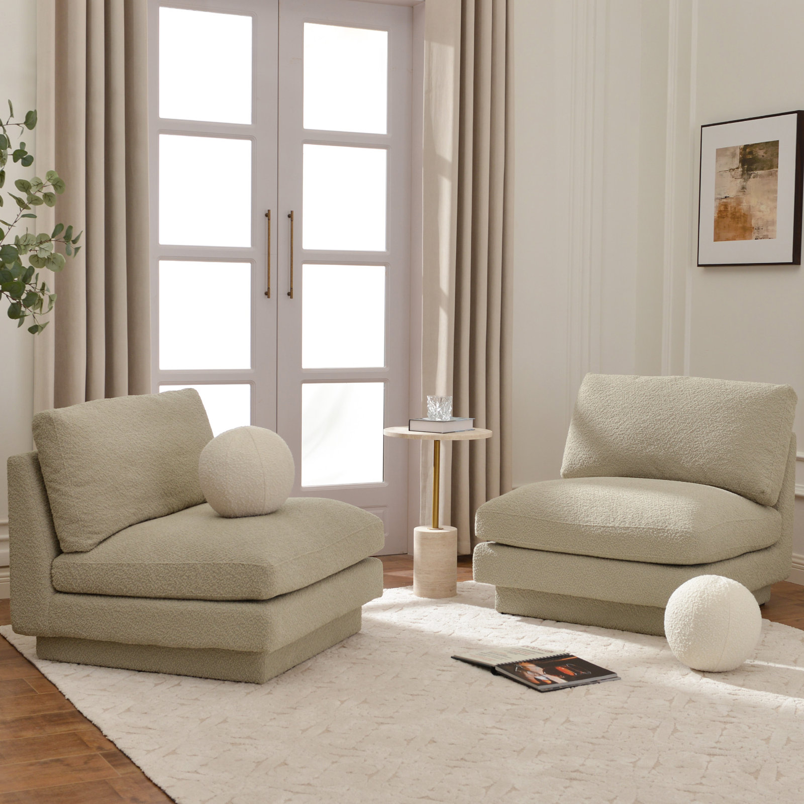 Woolf Upholstered Slipper Chair, Oatmeal