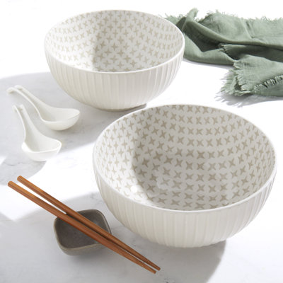 INFUSE 2-Piece 58oz Stoneware Ramen Bowls, Stars