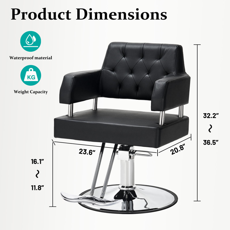 Polar Aurora Adjustable Height Barber Chair for Hair Stylist W/ Hydraulic Pump, 360-Degrees Swivel Hair Chair for Spa Beauty & Salon, Black