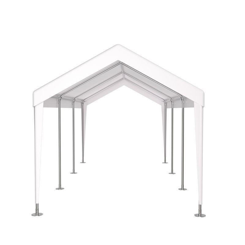 Abri d'auto robuste 10 pi x 20 pi, portatif avec 2 portes et 4 fenêtres ventilées, pour tondeuses à gazon, blanc , White