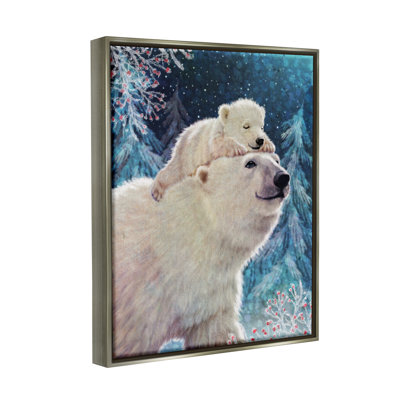 " Polar Bear & Cub Winter Scene " Acrylic Painting