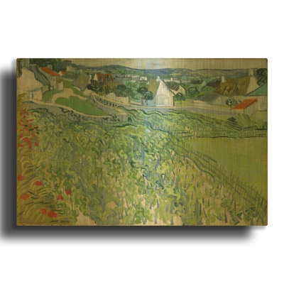 «Vineyard At Auvers» par Vincent Van Gogh, art mural en métal doré, 36 po x 24 po
