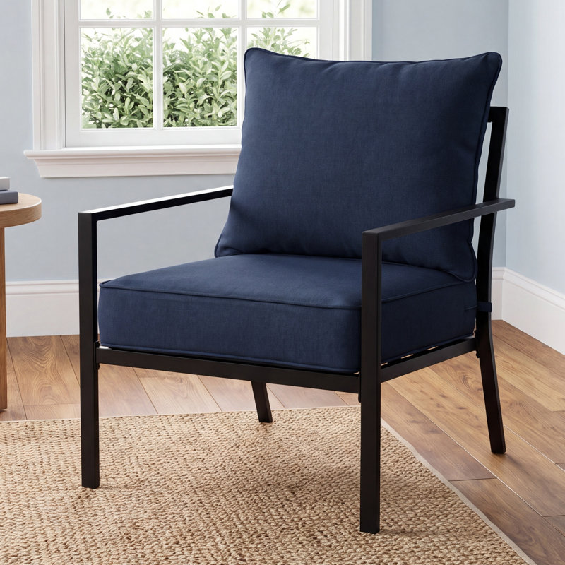 Damali Indoor/Outdoor Seat/Back Cushion, 5" H x 23" W x 25" D, Canvas Navy Sunbrella® Canvas