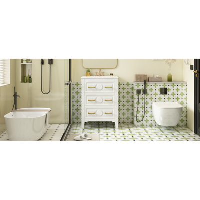 Meuble-lavabo compact en bois avec lavabo et rangement, blanc moderne