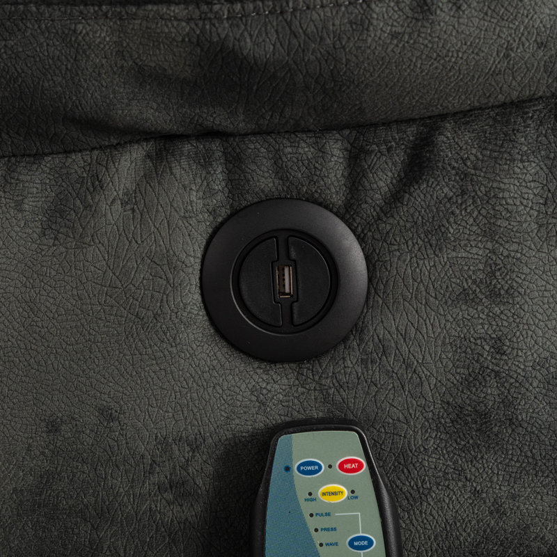Fauteuil inclinable chauffant de massage de 41 po de largeur avec USB, porte-gobelet et rangement pour poche