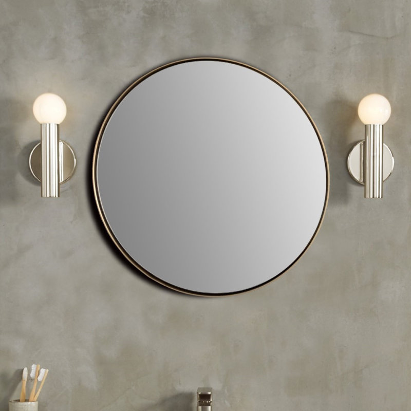 Metal Round Mirror, 23.5" x 23.5", Gold