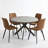 46"L Round Modern Kitchen Dining Table Set with 32.4"H Dining Chair-2081483549-2142003156