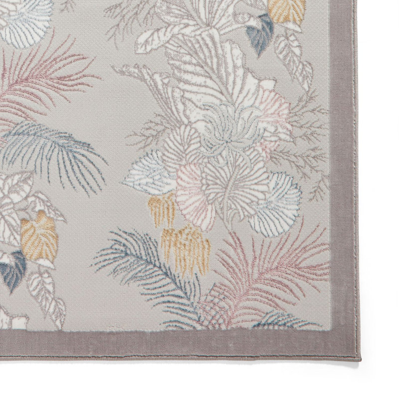Laurence Llewelyn-Bowen Cathkin Tropicana Floral Machine Woven Area Rug, Rectangle 120cm x 170cm, Pearl
