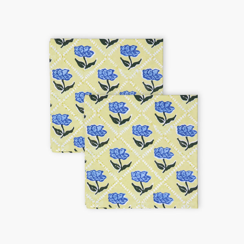 Noor Table Napkin, Blue/Dark Green Floral
