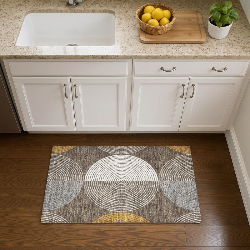 Premium Machine Washable Mayfield AMF2281 Geometric Rug, 1'8" x 2'6", Brown