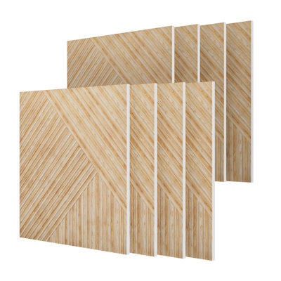 Paquet de 8 panneaux muraux de 23,6 po x 23,6 po à motif de bois, panneaux décoratifs insonorisants en fibre de polyester pour studio, chambre à coucher, bureau, cinéma maison