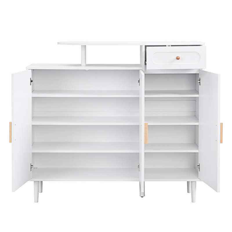 16 Pair Shoe Storage Cabinet, White