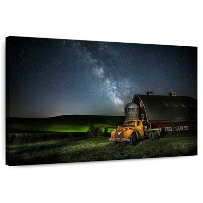 Lilie Red Barn And Tractor Under Milky Way Palouse