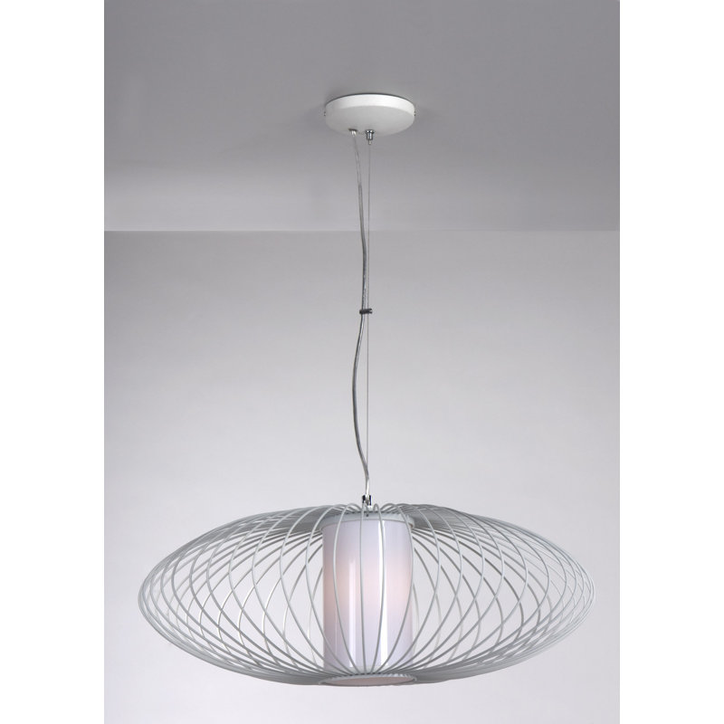 Noonkester 1 - Light Geometric Pendant, 23 cm H x 60 cm  W x 60 cm D, White