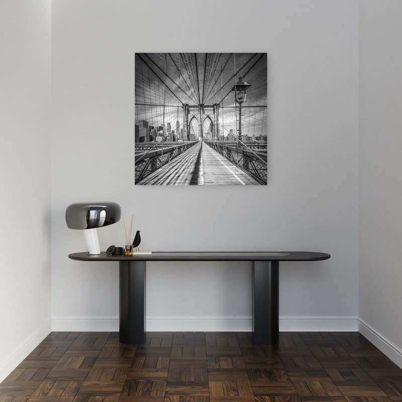 Brooklyn Bridge Path Abstract Contemporary Architecture City Wall Art Print, 32" H x 32" W