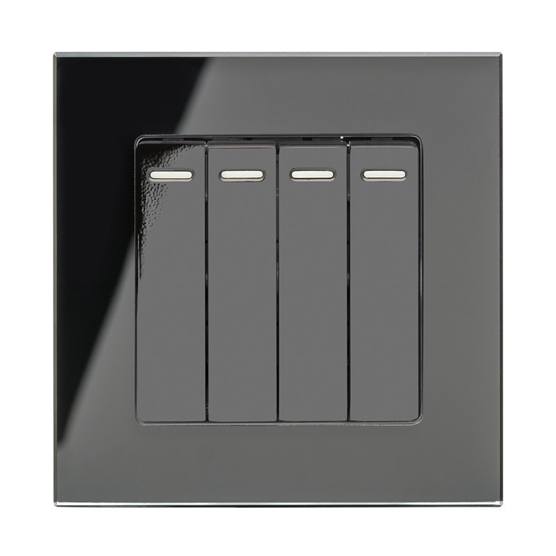 Crystal PG 4 Gang Rocker Light Switch White, Black
