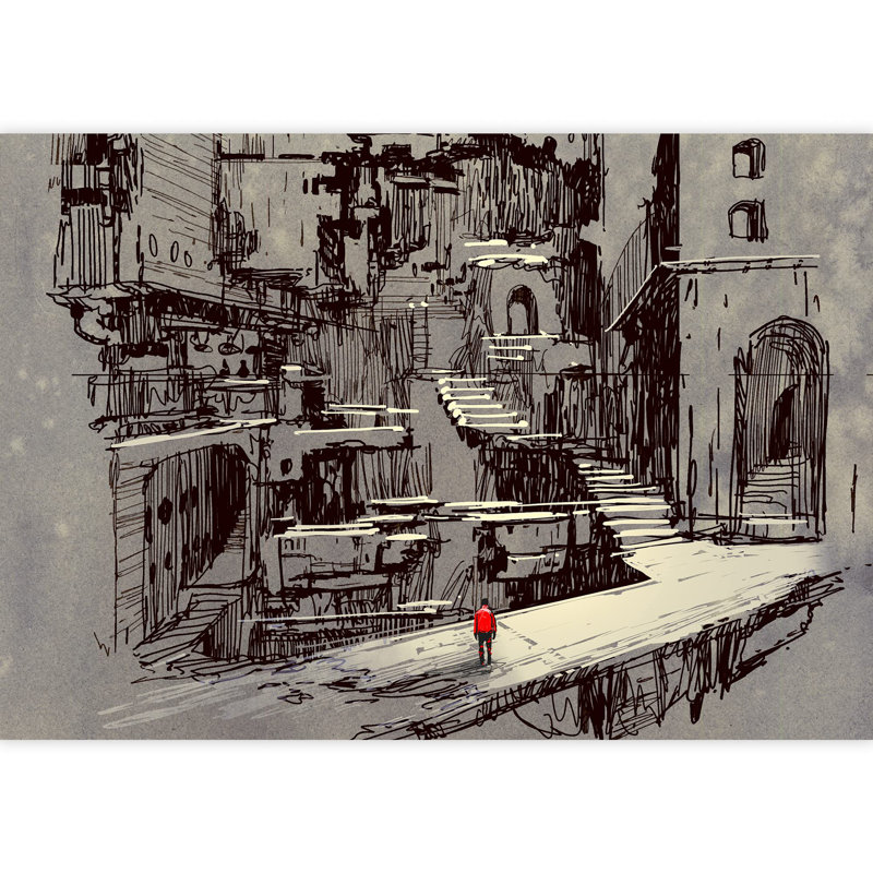 Grand papier peint auto-adhésif Scifi Cityscape, L 100 po x l 144 po