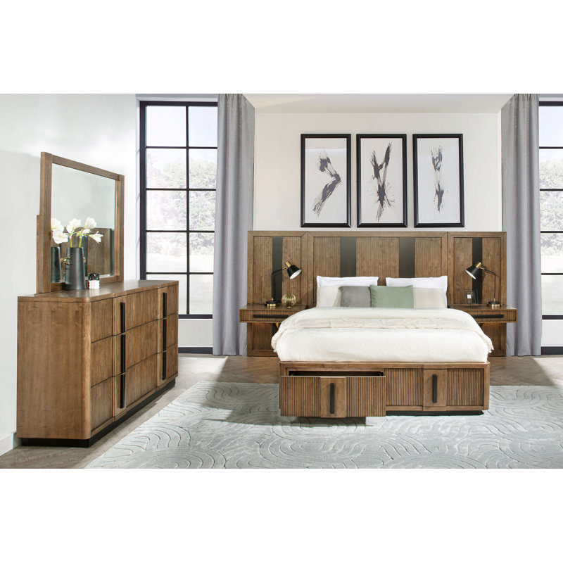 Ensemble de chambre à coucher 5 pièces à très grand lit brun cendré Heritage Design - Walworth, Très grand