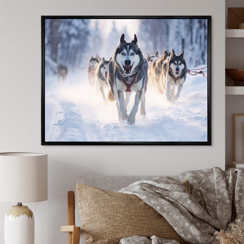 «Alaska Dog Sledding II», reproduction sur toile, H 12 po x l 20 po x P 1 po, Toile noire