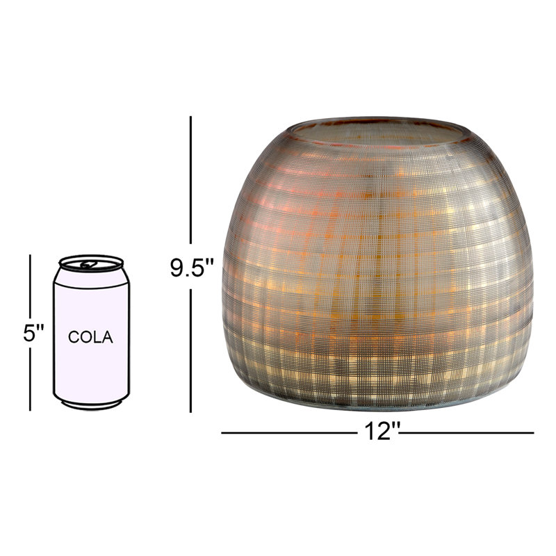 Gold Iridescent Glass Grid Table Vase, 12"
