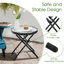 Table d'appoint pliante pour patio avec plateau en verre trempé