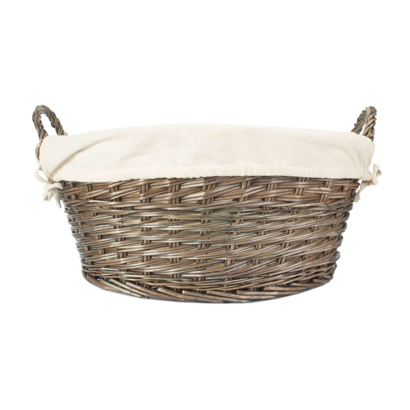 Wicker Wash Basket with Lining, 34cm H x 64cm W x 51cm D