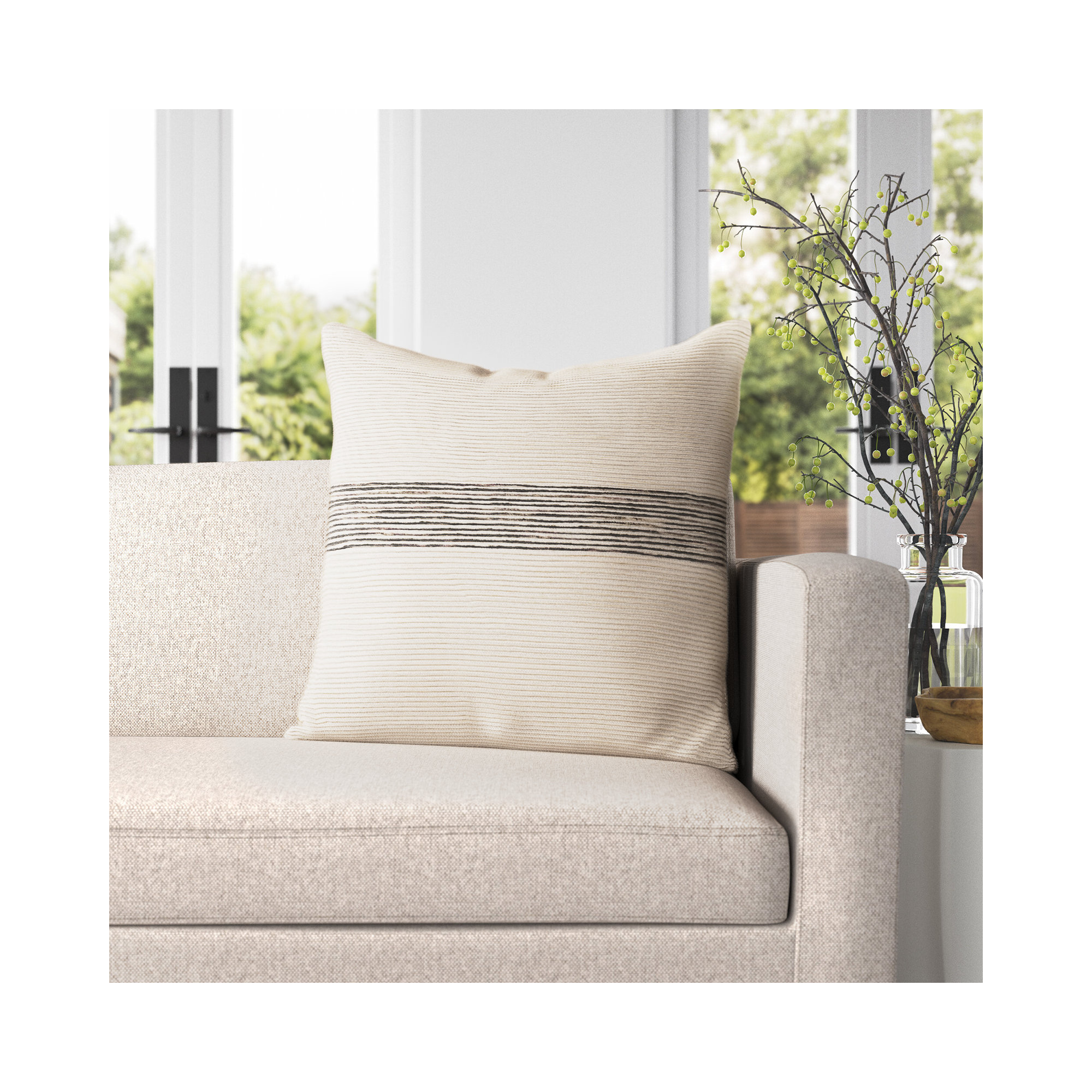 Cason Striped Cotton Throw Pillow, Pillow Cover Only - No Insert, 22" x 22"
