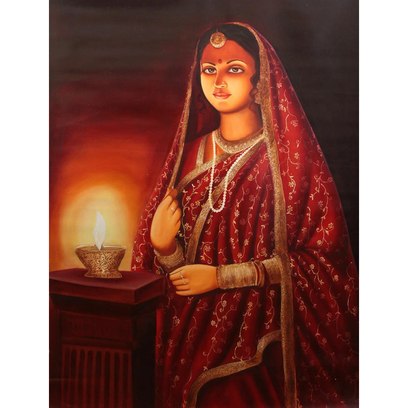 La Dame à la lampe | Peinture à l'huile sur toile