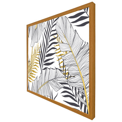 Aailiyah Gold & Black Leaves - Single Picture Frame Print